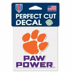 Clemson University Tigers Paw Power Slogan - 4x4 Die Cut Decal