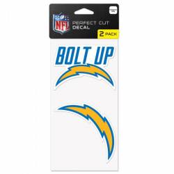 Los Angeles Chargers 2020 Logo Bolt Up Slogan - Set of Two 4x4 Die Cut Decals