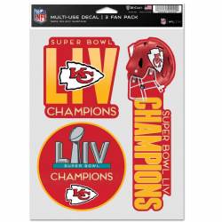 Kansas City Chiefs Super Bowl LIV Champions 2020 - Set Of 3 Sticker Sheet