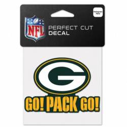 Green Bay Packers Go Pack Go Slogan - 4x4 Die Cut Decal