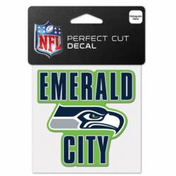 Seattle Seahawks Emerald City Slogan - 4x4 Die Cut Decal