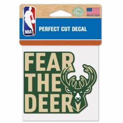 Milwaukee Bucks Fear The Deer Slogan - 4x4 Die Cut Decal