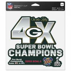 Green Bay Packers 4 Time Super Bowl Champions - 8x8 Full Color Die Cut Decal