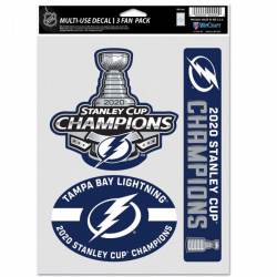 Tampa Bay Lightning 2020 Stanley Cup Champions - Set Of 3 Sticker Sheet
