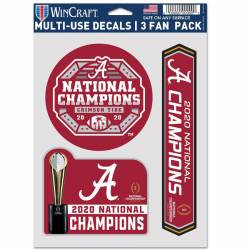 University of Alabama Crimson Tide 2020 National Champions - Set Of 3 Sticker Sheet
