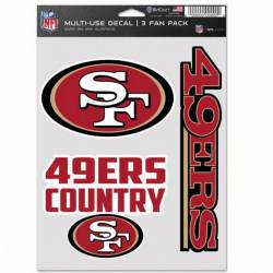 San Francisco 49ers - Sheet Of 3 Fan Pack Stickers