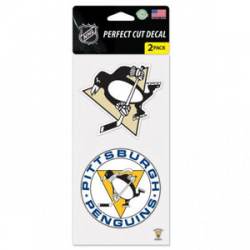 Pittsburgh Penguins Retro Logo - Set of Two 4x4 Die Cut Decals