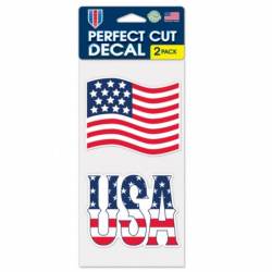 United States American Way Flag & USA - Set of Two 4x4 Die Cut Decals