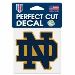 University Of Notre Dame Fighting Irish Blue On Gold - 4x4 Die Cut Decal