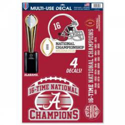 University of Alabama Crimson Tide 16-Time National Champions - Set of 4 Ultra Decals