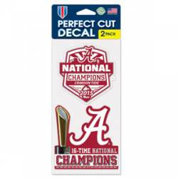 University of Alabama Crimson Tide 16-Time National Champions - Set of Two 4x4 Die Cut Decals