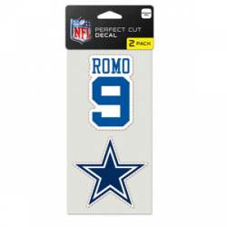Tony Romo #9 Dallas Cowboys - Set of Two 4x4 Die Cut Decals