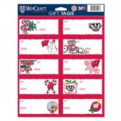 University Of Wisconsin Badgers - Sheet of 10 Christmas Gift Tag Labels