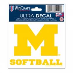 University Of Michigan Wolverines Softball - 3x4 Ultra Decal