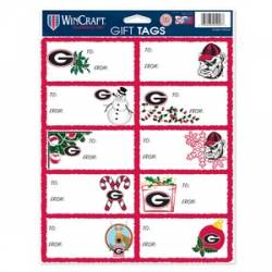University Of Georgia Bulldogs - Sheet of 10 Christmas Gift Tag Labels