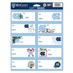University Of North Carolina Tar Heels - Sheet of 10 Christmas Gift Tag Labels