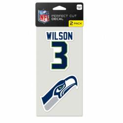 Russell Wilson #3 Seattle Seahawks - Set of Two 4x4 Die Cut Decals