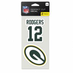 Aaron Rodgers #12 Green Bay Packers - Set of Two 4x4 Die Cut Decals