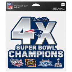New England Patriots 4 Time Super Bowl Champions - 8x8 Full Color Die Cut Decal
