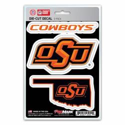Oklahoma State University Cowboys Team Logo - Set Of 3 Sticker Sheet