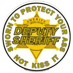 6 Point Star Badge Deputy Sheriff Protect Your Ass - Decal