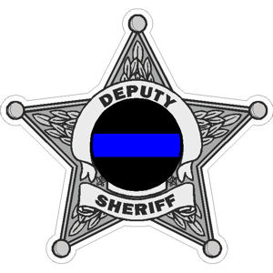 5 Point Deputy Sheriff Blue Line Badge Decal