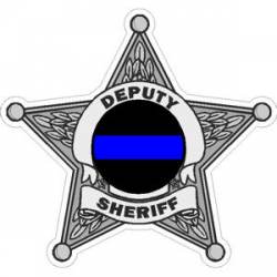 5 Point Deputy Sheriff Blue Line Badge - Decal