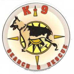 German Shepherd K-9 Search & Rescue Compass - Sticker