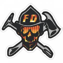Firefighter Flaming Skull - Decal