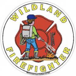 Round Wildland Firefighter - Decal