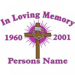 Custom In Loving Memory Cross - Vinyl Sticker