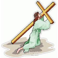 Jesus Carrying Cross Religious - Sticker