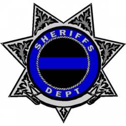 7 Point Star Badge Blue Line Deputy Sheriff - Decal