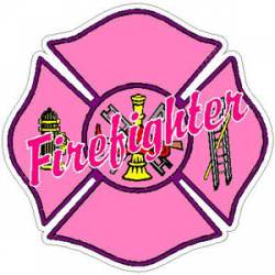Firefighter Ladies Pink Maltese Cross - Decal