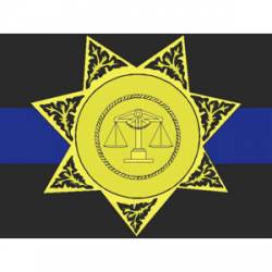 7 Point Gold Star Badge Thin Blue Line Sheriff - Decal