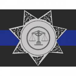 7 Point Silver Star Badge Thin Blue Line Sheriff - Sticker