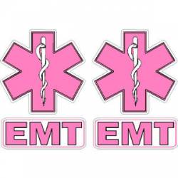 EMT Pink Star Of Life - Helmet Decal Pair