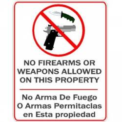 No Firearms Knives Allowed On This Property - Vinyl Sticker