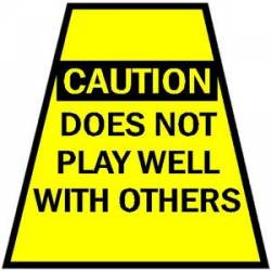 Caution Does Not Play Well With Others Helmet Tet - Vinyl Sticker