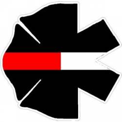 Thin Red White Line Maltese Cross Star Of Life - Vinyl Sticker