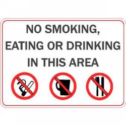 No Smoking Eating Or Drinking In This Area - Sticker