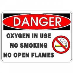 Danger Oxygen In Use No Smoking No Open Flames Slash - Vinyl Sticker