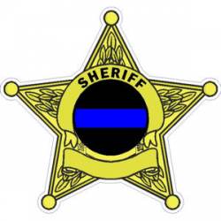5 Star Sheriff Thin Blue Line Badge - Decal
