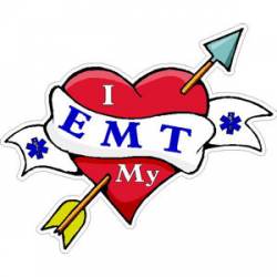 I Love My EMT Heart & Arrow - Decal