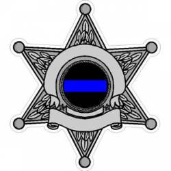 Thin Blue Line 6 Point Sheriff Badge - Sticker