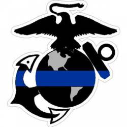 United States Marine Logo Thin Blue Line - Sticker