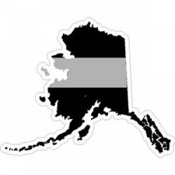 State Of Alaska Thin Silver Line - Sticker