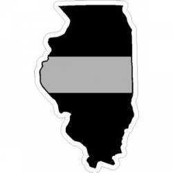 State Of Illinois Thin Silver Line - Sticker