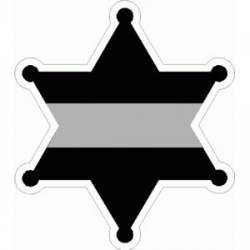 Thin Silver Line 6 Point Badge - Sticker