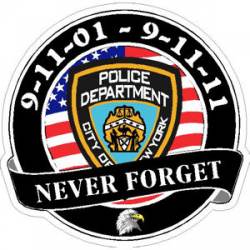 Never Forget NYPD 9-11-01 Custom Dates - Sticker